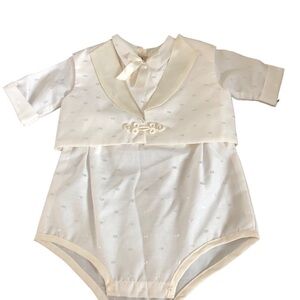 VTG 80’s Boys Baptism Christening Shortall Suit Vest 1PC Satin Tie Charming
